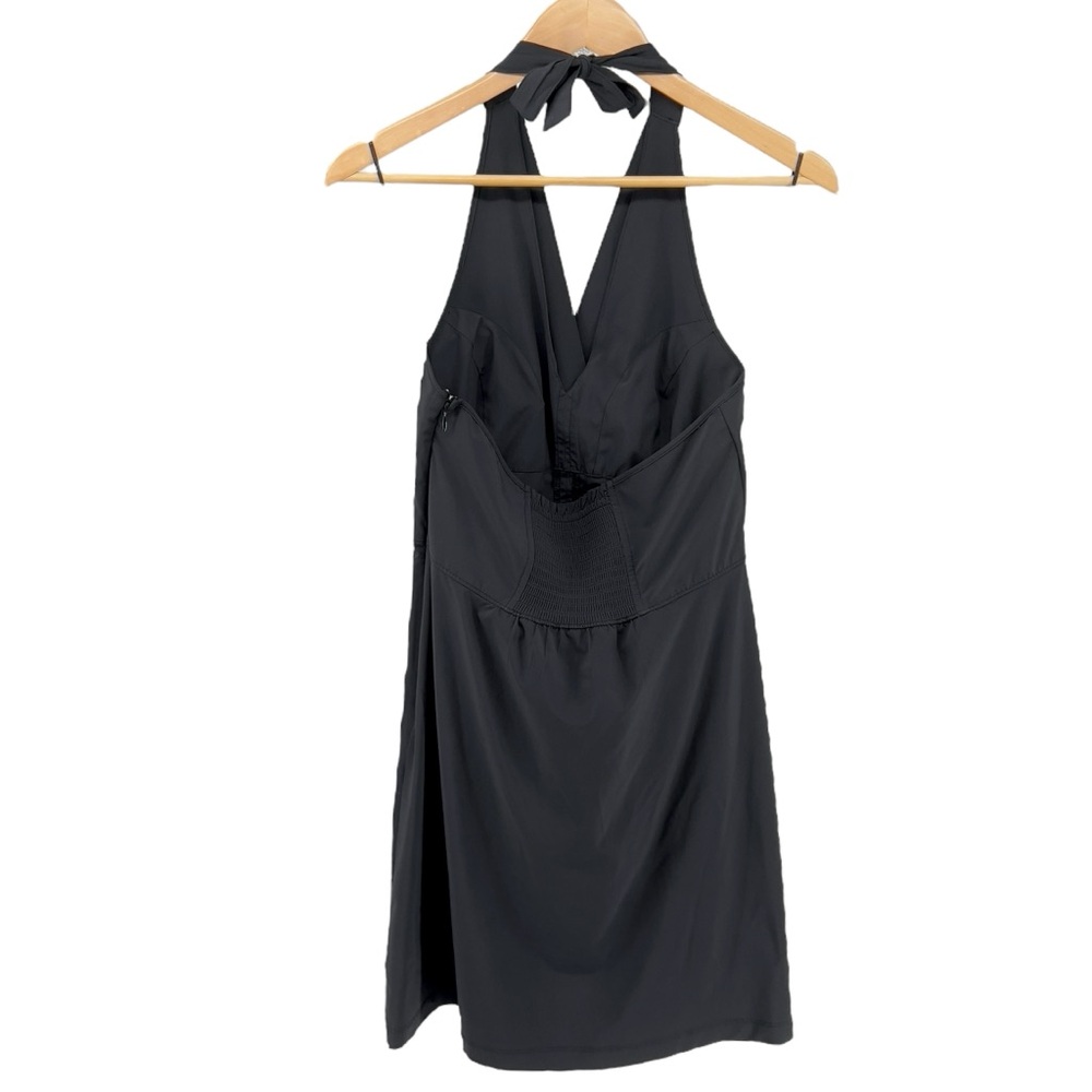 Athleta Go Anywhere Halter Dress Sz 8 Black Built In Bra  Featherweight Stretch - Picture 3 of 16